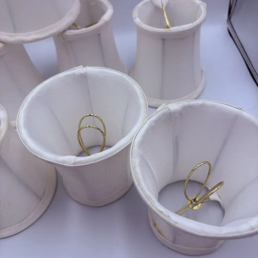 Vintage Mini Chandelier Lamp Shades white Silk 4.25